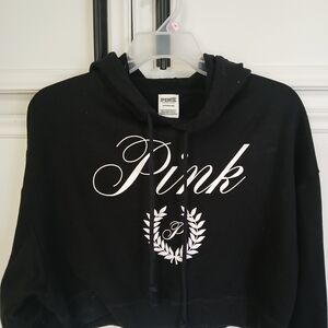 PINK Victoria's Secret Black Hoodie with White Logo